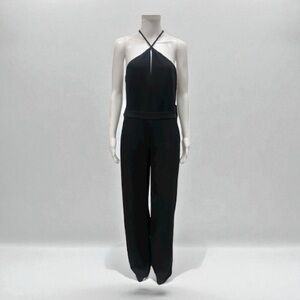 Express Women’s Wide Leg Black Jumpsuit With Keyhole Halter Top -NWT